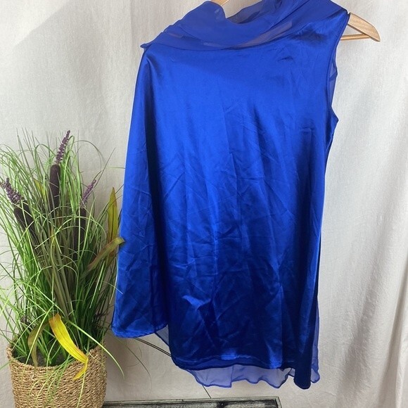Guess Marciano Blue One Sleeve Cape Top XS - Picture 5 of 7